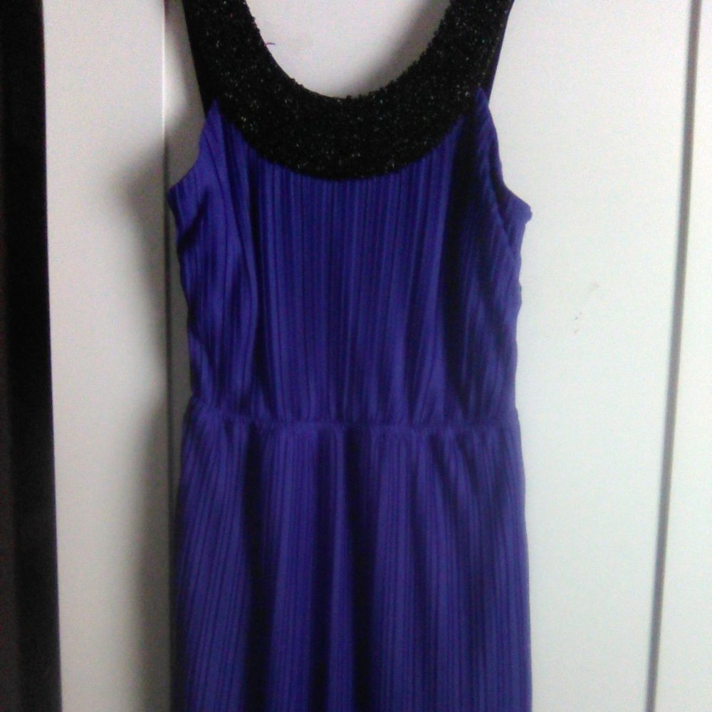 Trixxi Blue Dress Size 3 with Black Sequin Neckline Marilyn Monroe dress